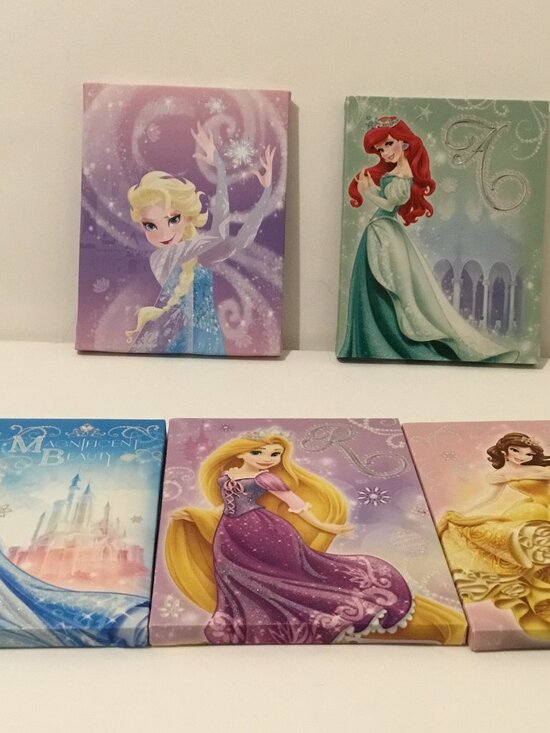 Disney Other - Disney 5 Princess canvas wall art  : Rapunzel, Elsa, Cinderella, Belle & Ariel